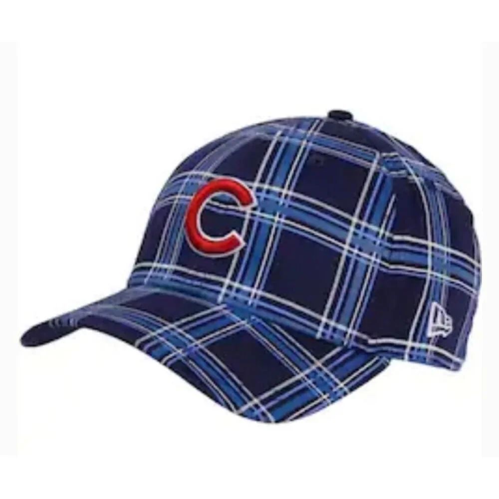 Chicago Cubs Plaid Hat - Adult Size S/M, Officially Licensed
